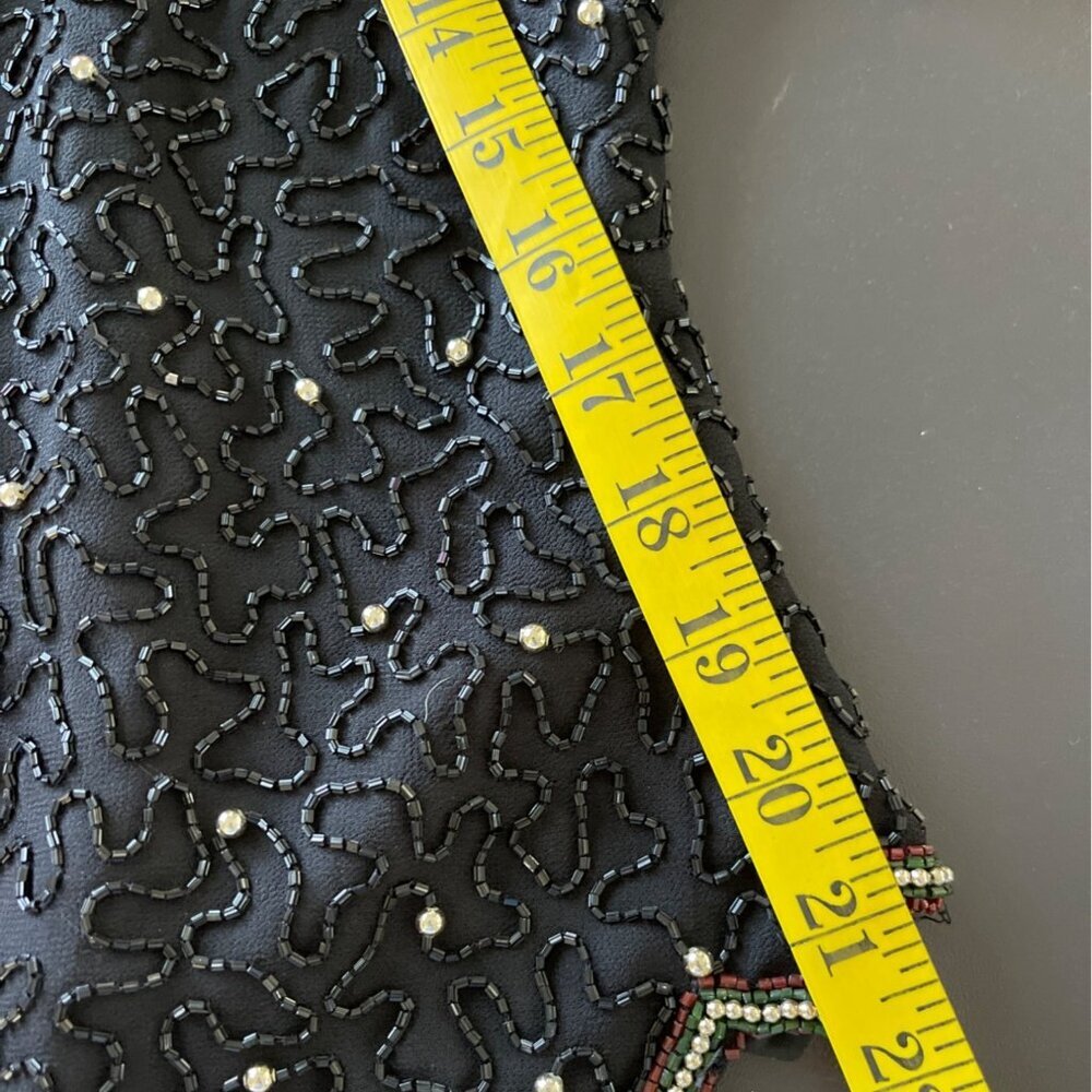Vintage 90s Laurence Kazar Women Top Size XL Sequin Beaded Floral Party Holiday - Picture 12 of 13